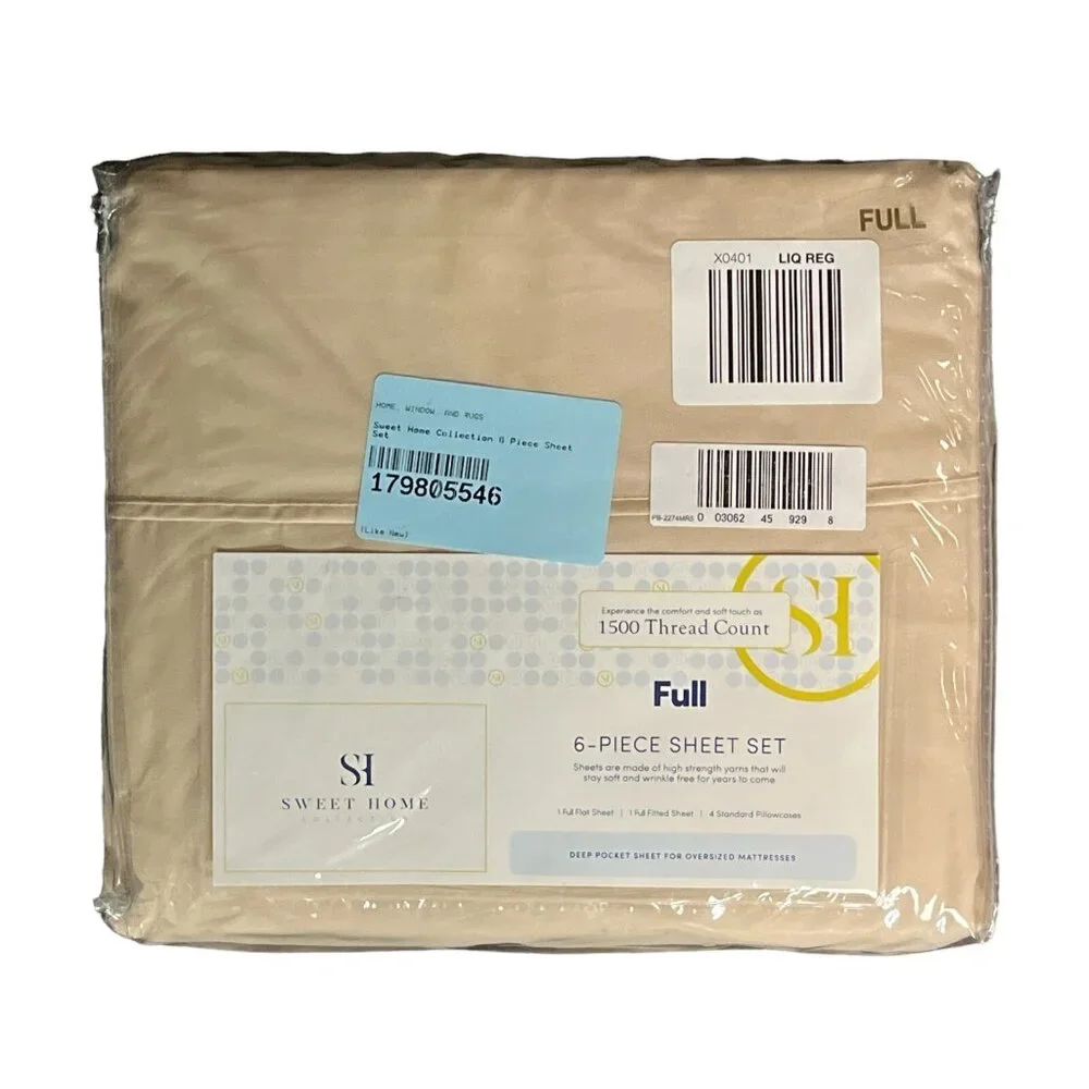 Sweet Home Collection Beige 1500 Count 6 Piece Bedroom Full Bed Sheet‎ Set